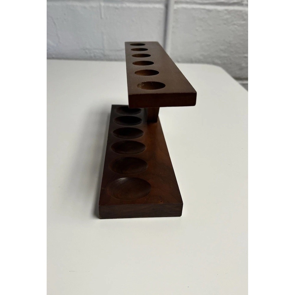 Fairfax Vintage Walnut Wood 6 Pipe Display Stand Holder Angled Unique USA - Picture 7 of 12
